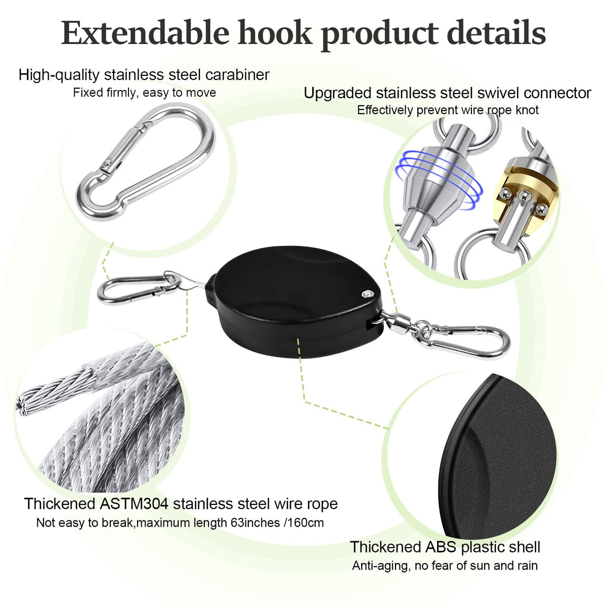 ZUZUAN thickened stainless steel carabiner provides strong anchor points