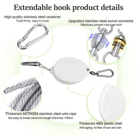 ZUZUAN 63-inch stainless steel wire rope provides strong lifting support for pots.