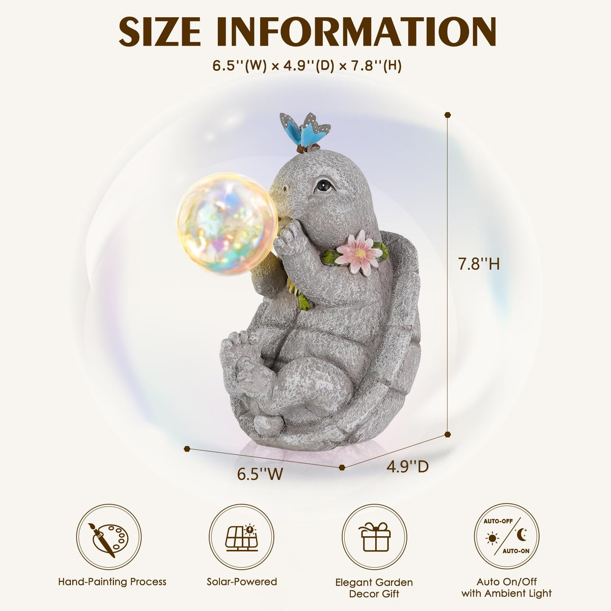 zuzuzen garden turtle statue waterproof resin withstands rain and sun