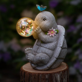 zuzuzen gray textured turtle statue withstands weather and maintains detail