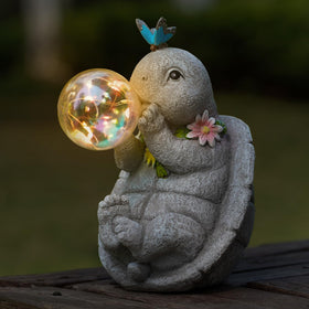 zuzuzen solar garden gift tortoise statue for housewarmings