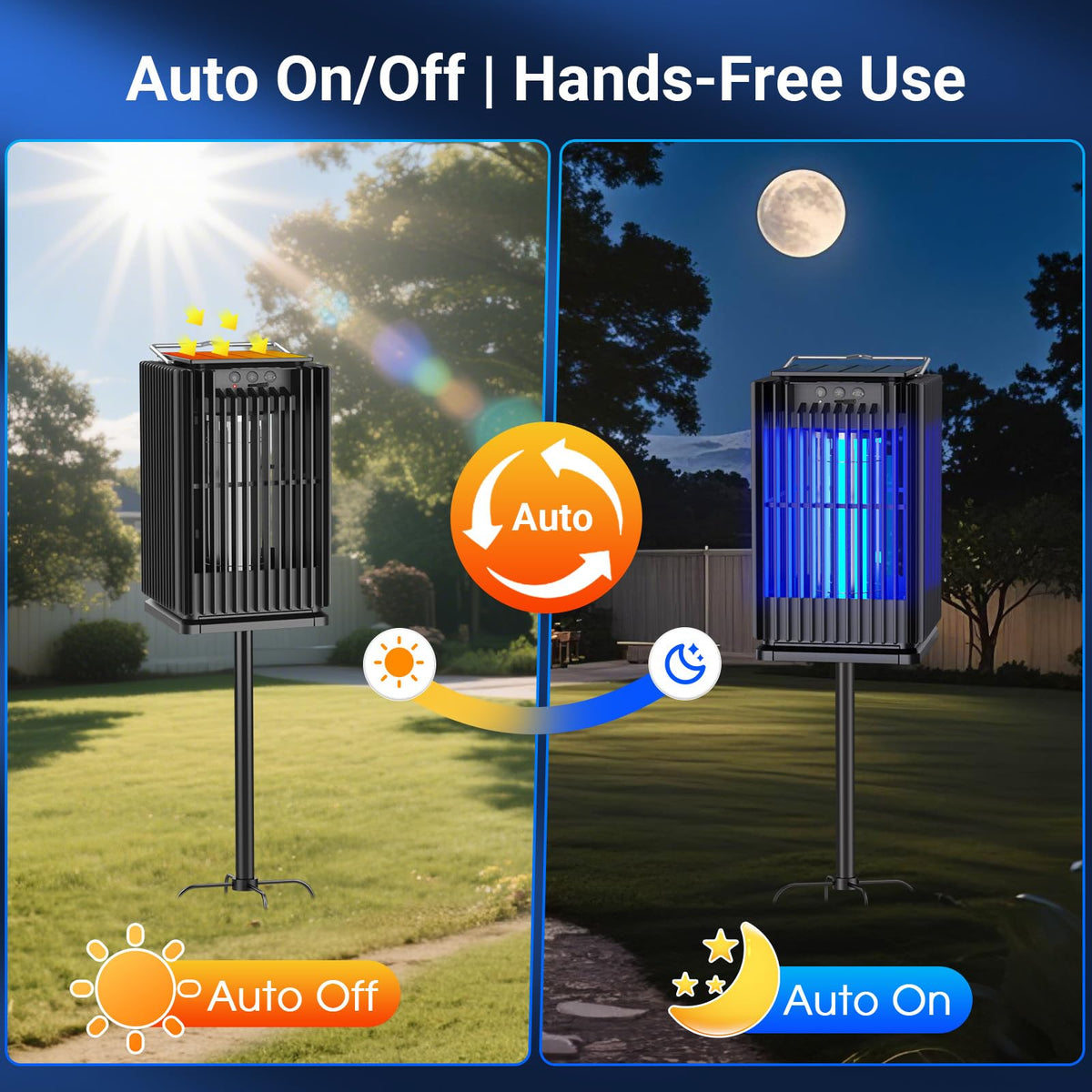 Zwiran solar zapper auto light sensor enables hands-free night protection