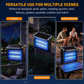 Zwiran Solar Bug Zapper extension cord enables placement in shade while panel stays in sun