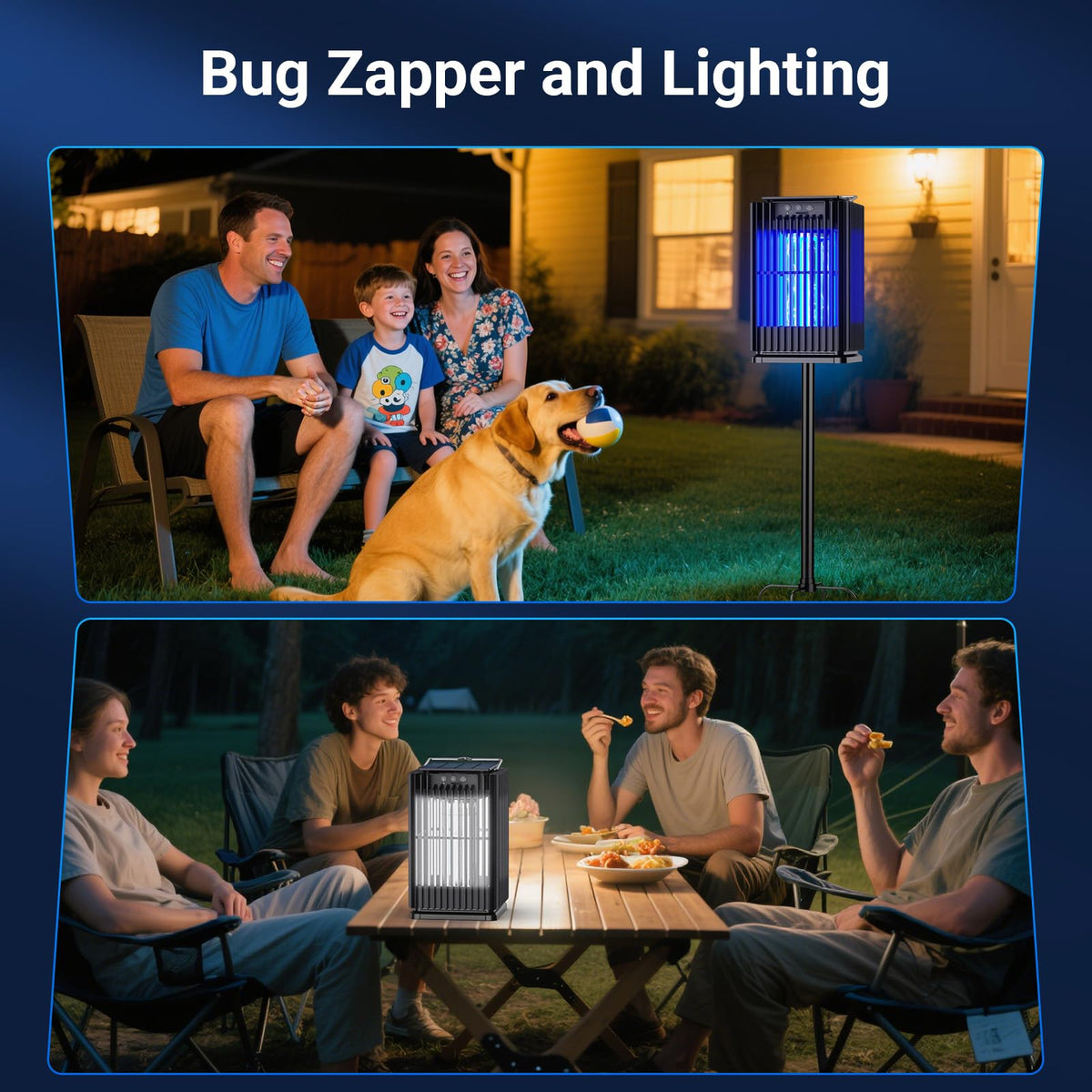 Zwiran solar bug zapper with illuminated light for nighttime visibility and pest control