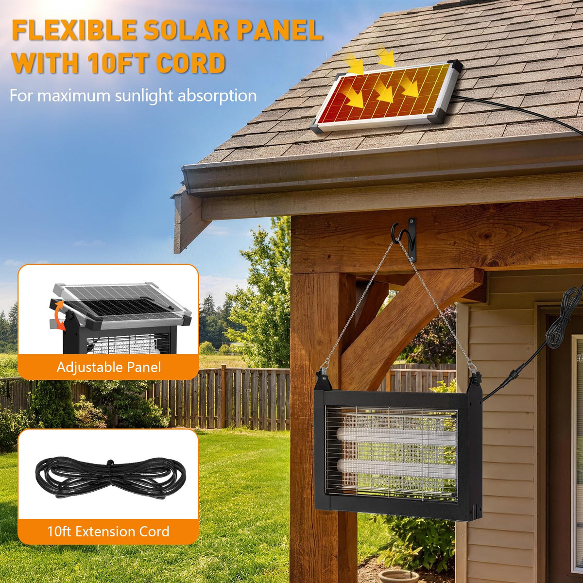 Zwiran Solar Bug Zapper IPX5 waterproof design works in rain or humidity