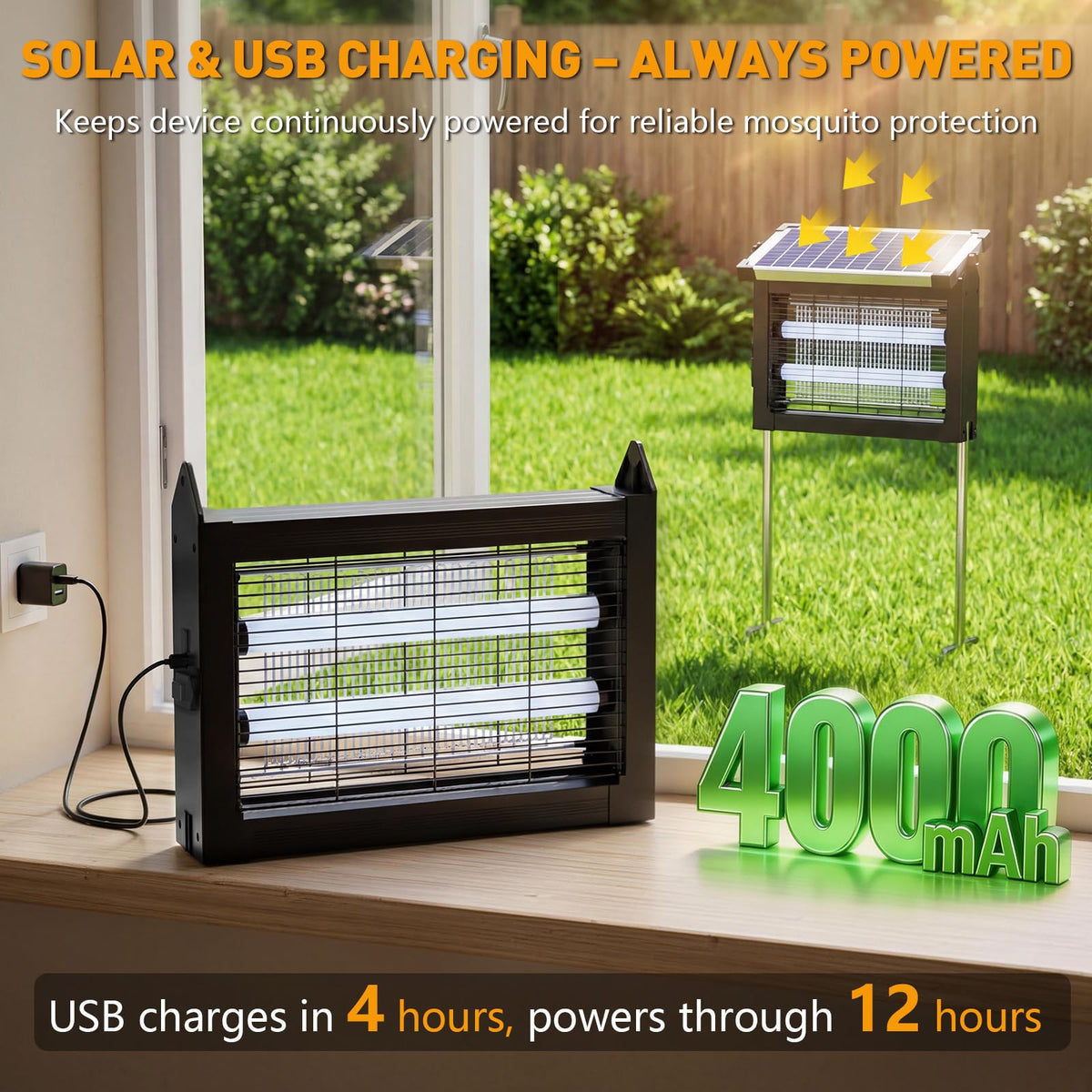 Zwiran Solar Bug Zapper safety grid protects fingers and pets during operation