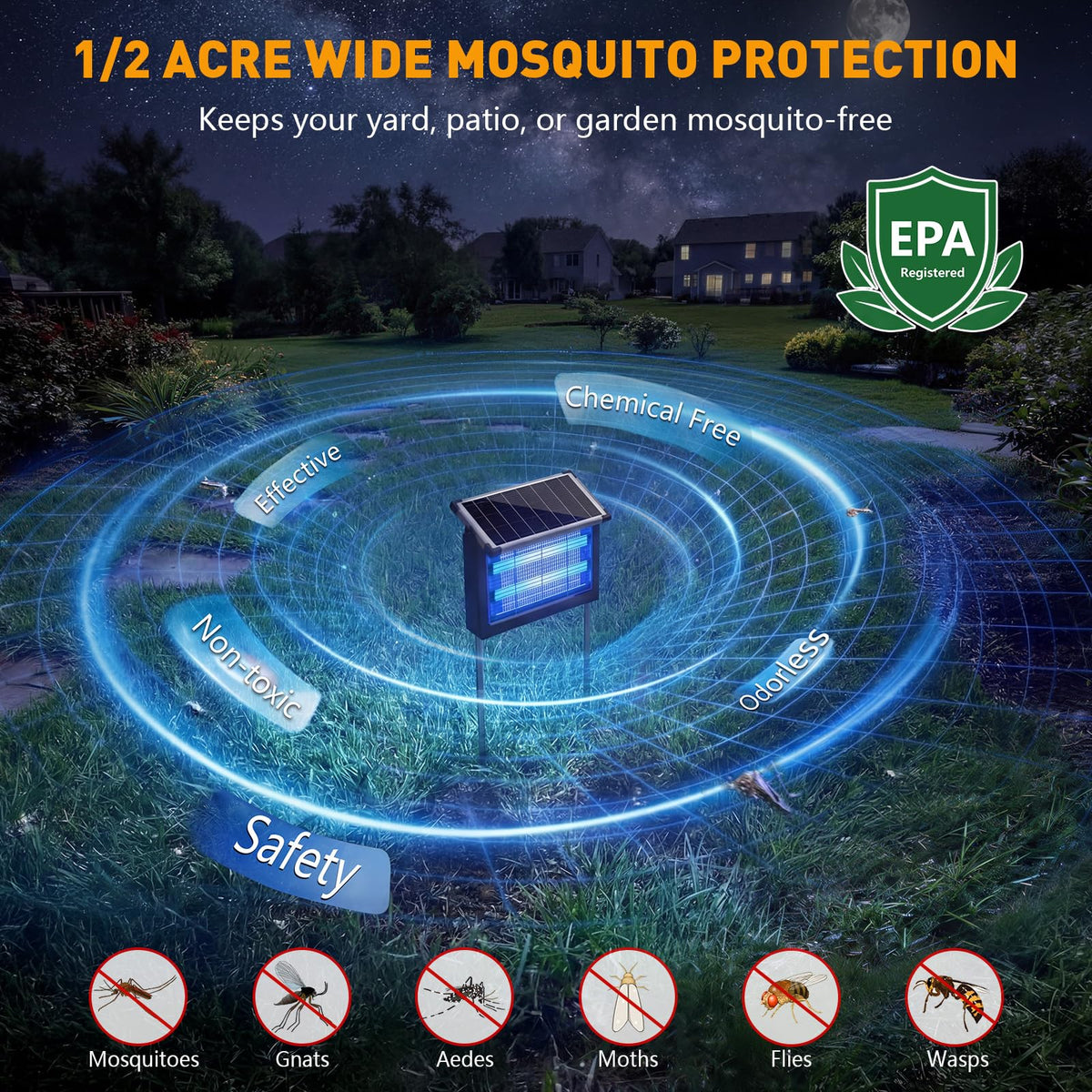 Zwiran Solar Bug Zapper solar panel shows easy charging for extended outdoor use