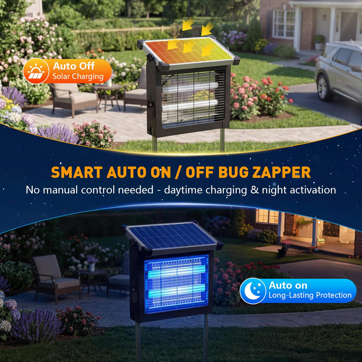 Zwiran Solar Bug Zapper UV light array attracts pests from a distance for quicker capture