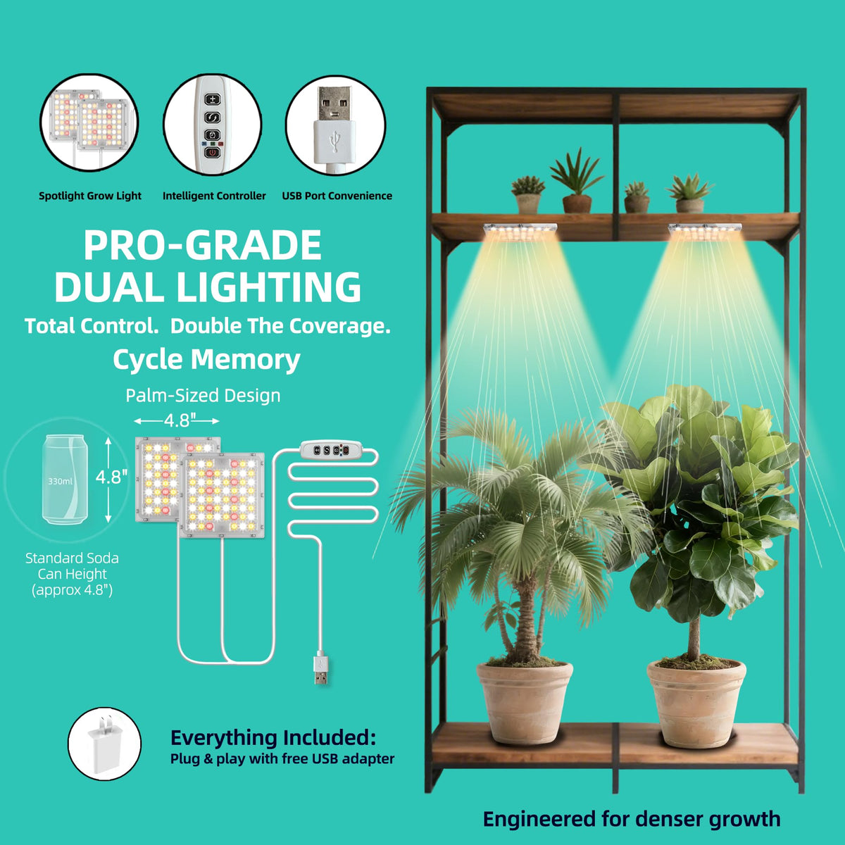 zwveuvs full-spectrum 3500K all-on mode promotes natural growth cues
