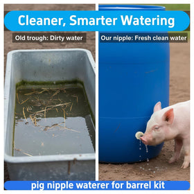 ZXFNNCY barrel-compatible nipple waterer shows easy installation and versatile hydration setup.