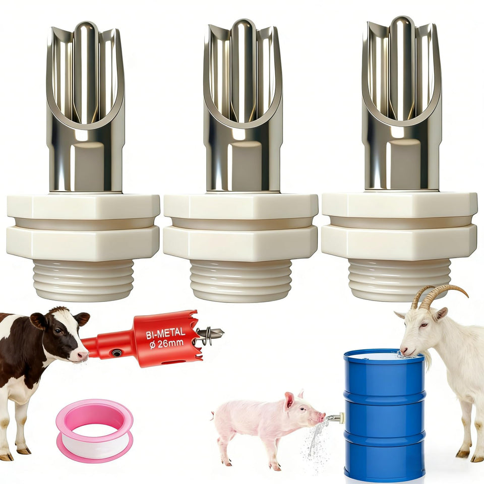 ZXFNNCY pig nipple waterer barrel kit with leakproof connectors keeps pens dry.