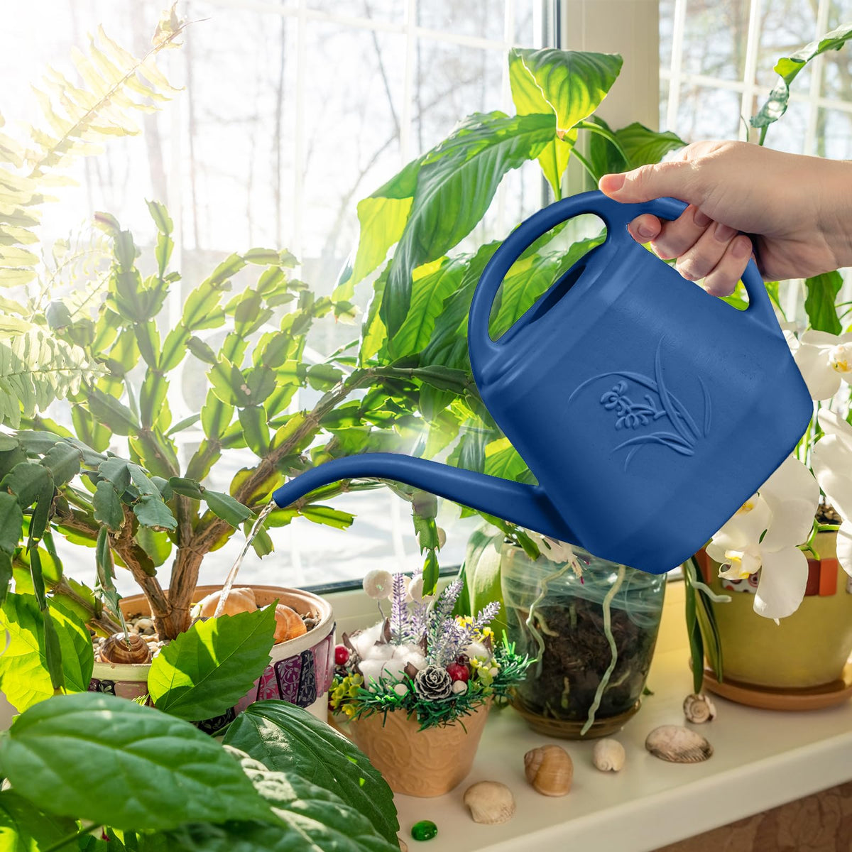 Suitable for indoor and outdoor plants with a stylish blue finish by ZXJ.