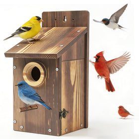 Zxweqr cedar birdhouse exterior shows weatherproof durability for outdoor use