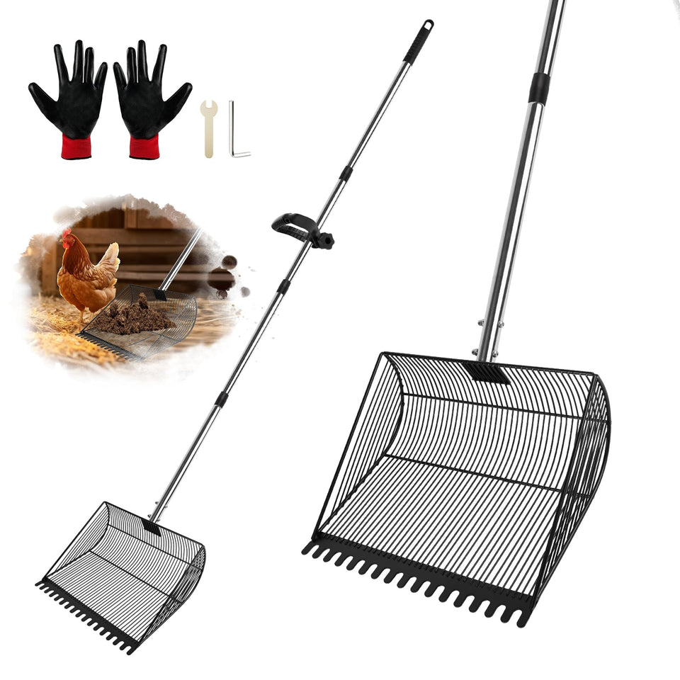 Zxweqr poop scooper sifter design for fast coop cleanup in sand and bedding