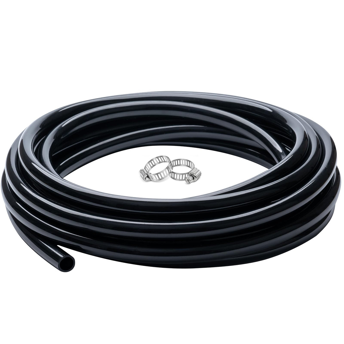 ZY-hosetube half-inch black vinyl tubing for flexible water transfer with smooth interior.
