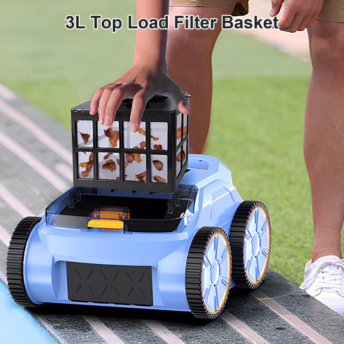 Zyerch robotic pool vacuum four-wheel drive highlights all-surface versatility.