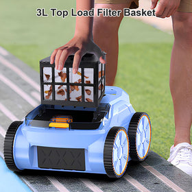 Zyerch robotic pool vacuum four-wheel drive highlights all-surface versatility.