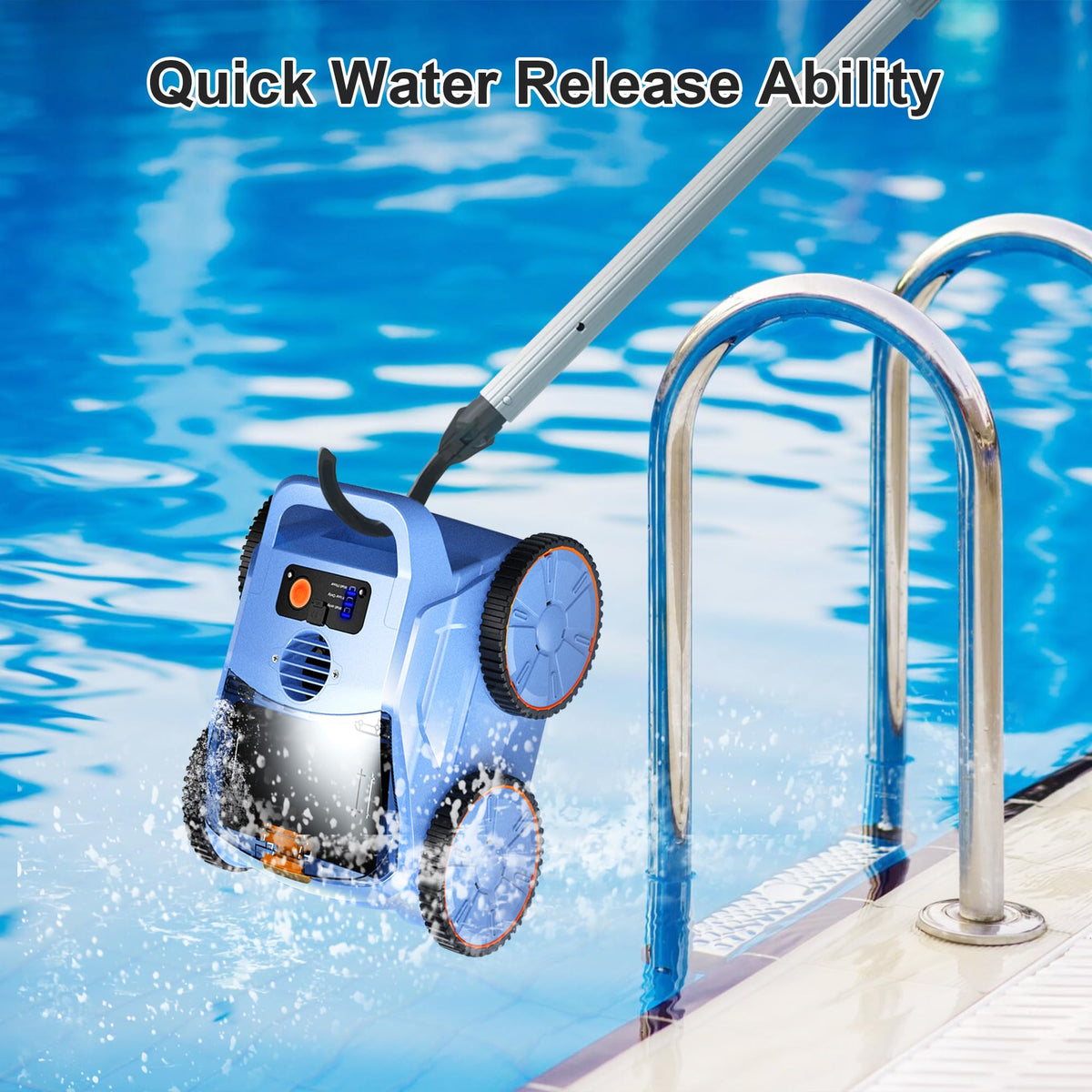 Zyerch robotic pool vacuum battery and charging dock demonstrates long runtime.