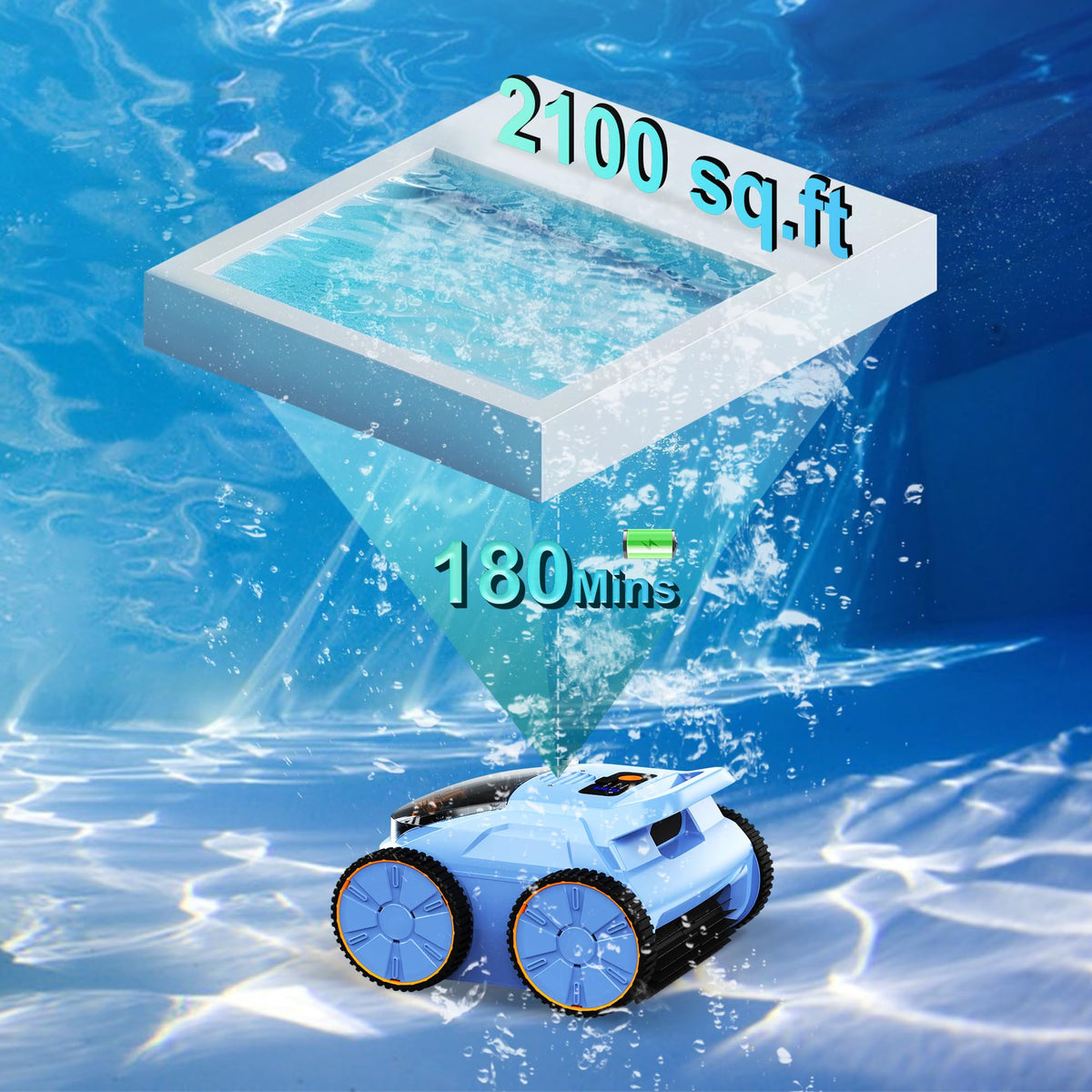 Zyerch robotic pool vacuum navigation system image highlights smart sensors.