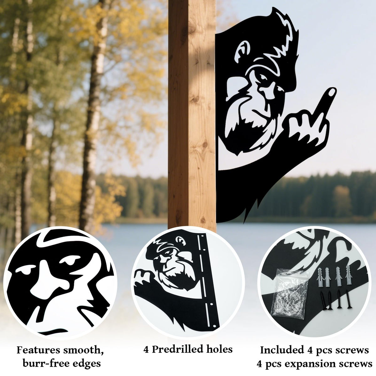 ZYFLSIYU Metal yard art featuring Bigfoot charm for outdoor walls