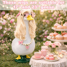 ZYIDBNG pearl-necklace completes the wig look for festive porch décor.