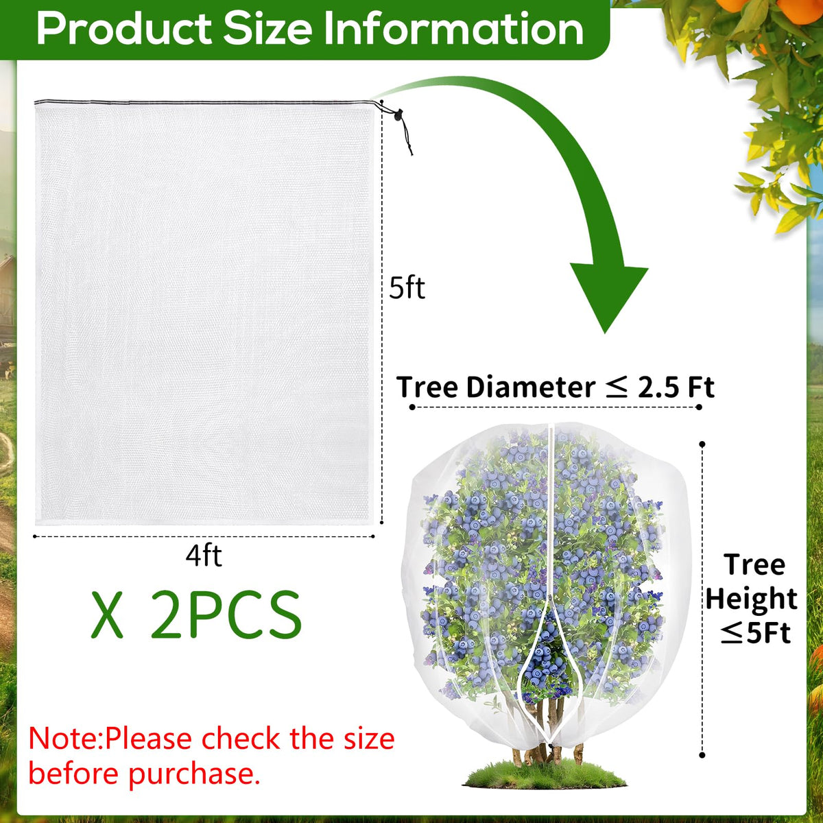 ZYP transparent mesh cover lets sun and rain reach leaves.