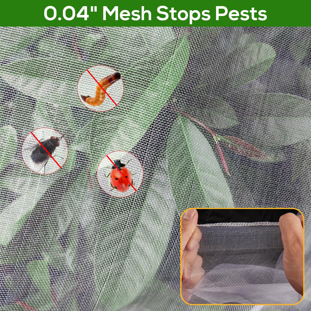 ZYP flower-netting screen creates a protective canopy that reduces disturbance from pests.