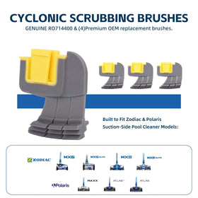 ZYROA close-up of the squeeze-tab installation for quick brush swaps in seconds.