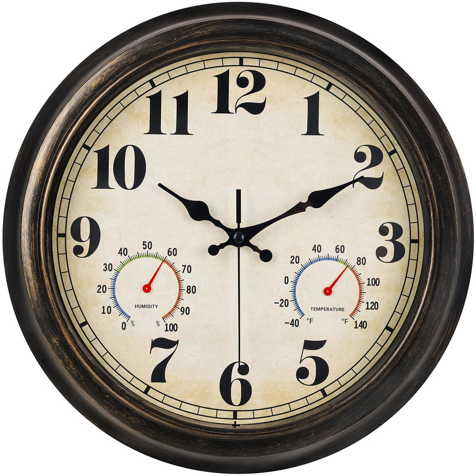 zyzamay outdoor clock with thermometer and hygrometer for accurate ambient readings outdoors