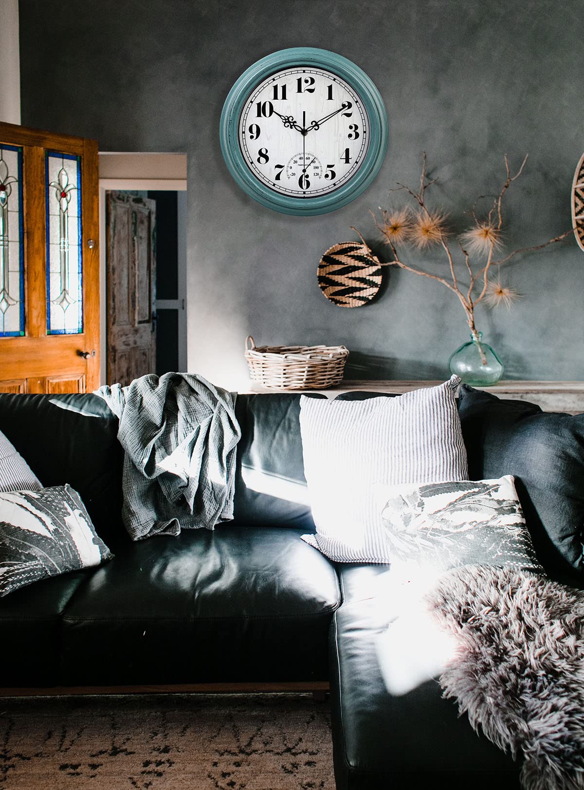 zyzamay retro green clock adds decorative charm to patios.