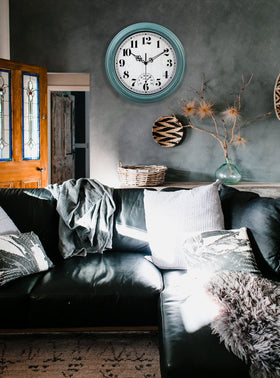 zyzamay retro green clock adds decorative charm to patios.