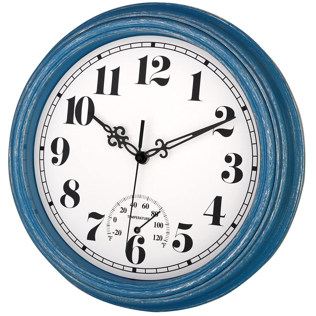Zyzamay waterproof clock with thermometer closeup, tracks temperature accurately.