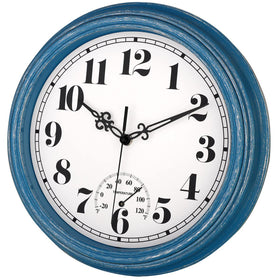 Zyzamay waterproof clock with thermometer closeup, tracks temperature accurately.