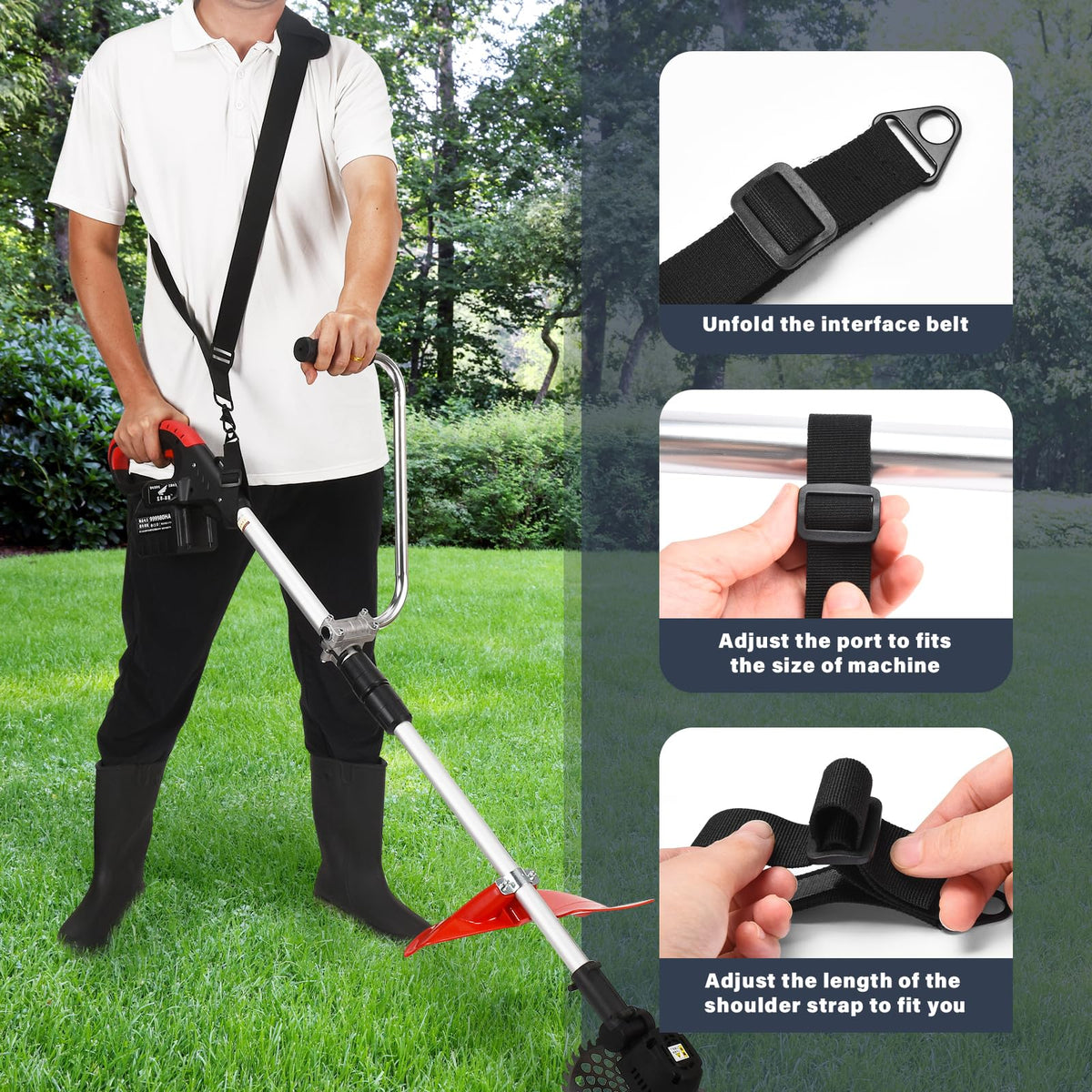 ZZM adjustable strap from 31 to 43 inches with quick-release buckle