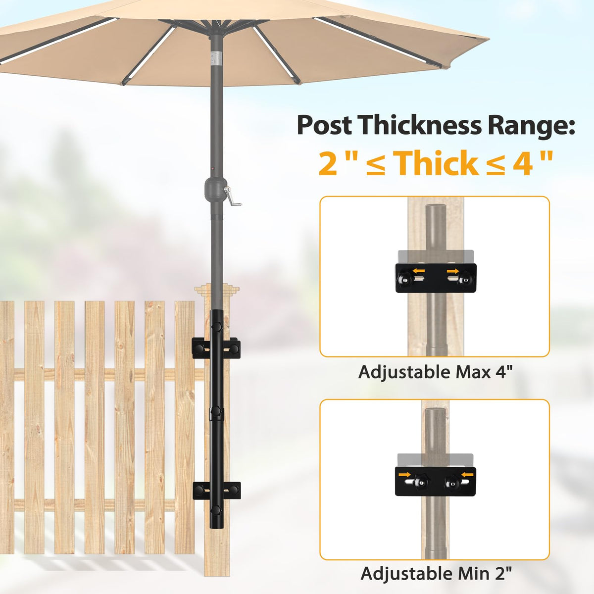 ZZM heavy-duty steel frame provides sturdy support for outdoor umbrellas.