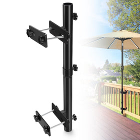 ZZM patio umbrella holder mounted on deck rail for space-efficient outdoor shading.