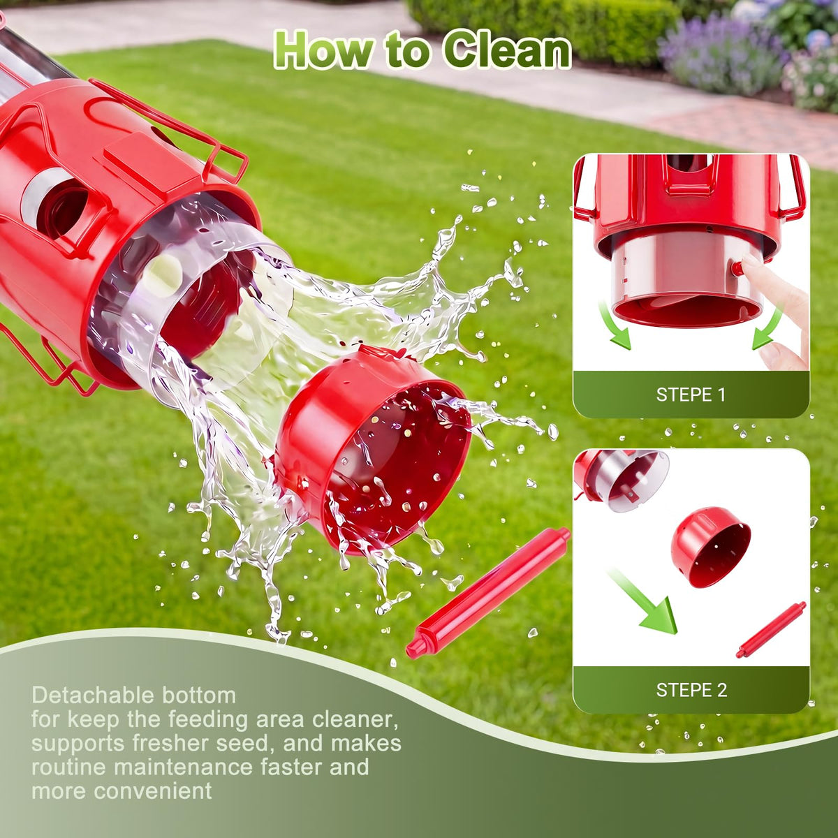 Vibrant red body and star accent add charm to any garden.