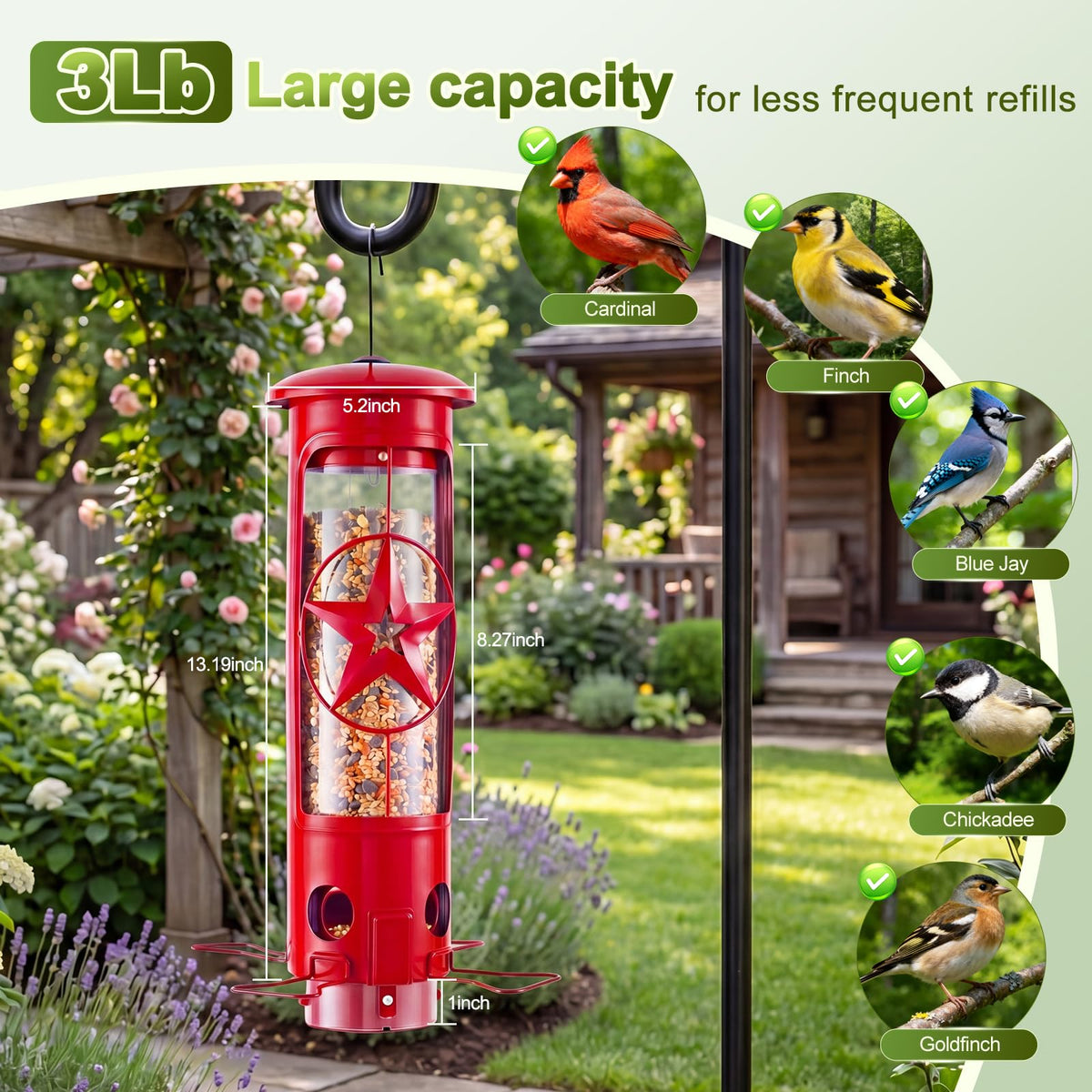 Clear seed window lets you monitor seed levels at a glance.