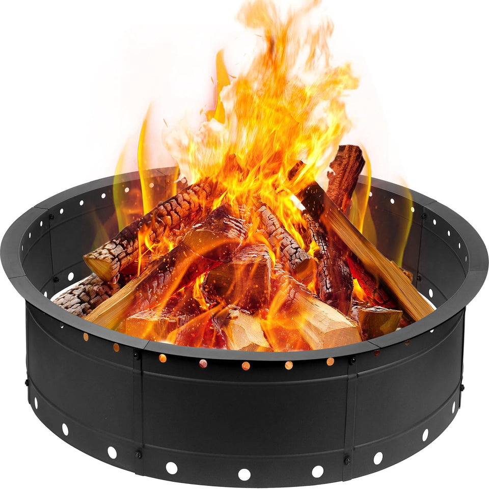 Zzuvjoy 36-inch fire pit ring front view for a stylish backyard gathering