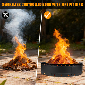 Zzuvjoy 36-inch diameter fire pit ring showing generous wood capacity