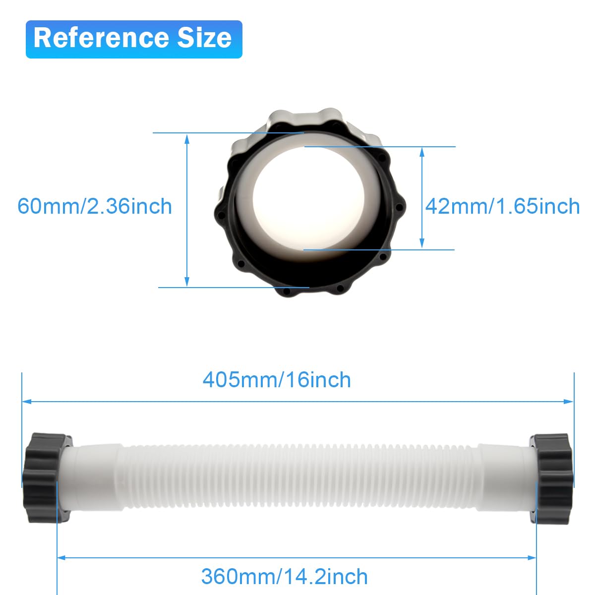 Zzyyldu 11535 16 inch length ideal for standard pool pump to filter connections